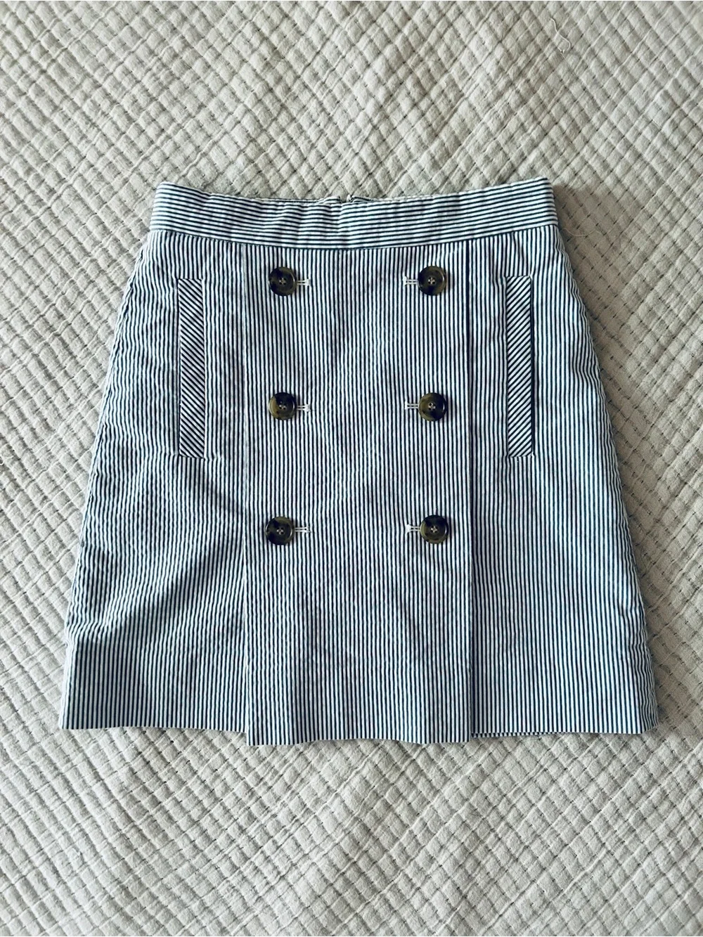 J. Crew Striped Seersucker Nautical Sailor Mini Skirt